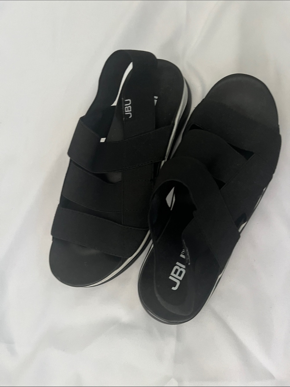 JBU Black Strappy Elastic Platform Sandals